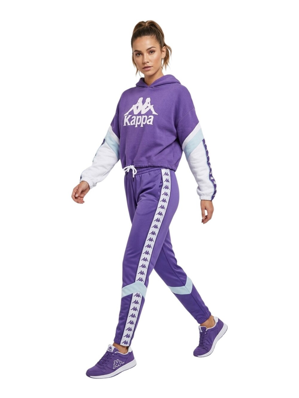​Kappa Purple Cropped Hoodie & Track Pants Matching Set Tracksuit Size Medium